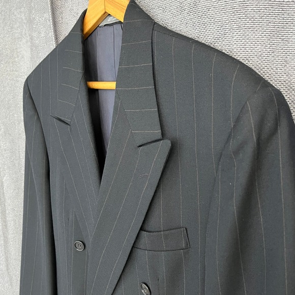 VTG Haggar Gallery Men's 40L Pinstripe Double Breasted Blazer USA Power Jacket - Picture 5 of 14